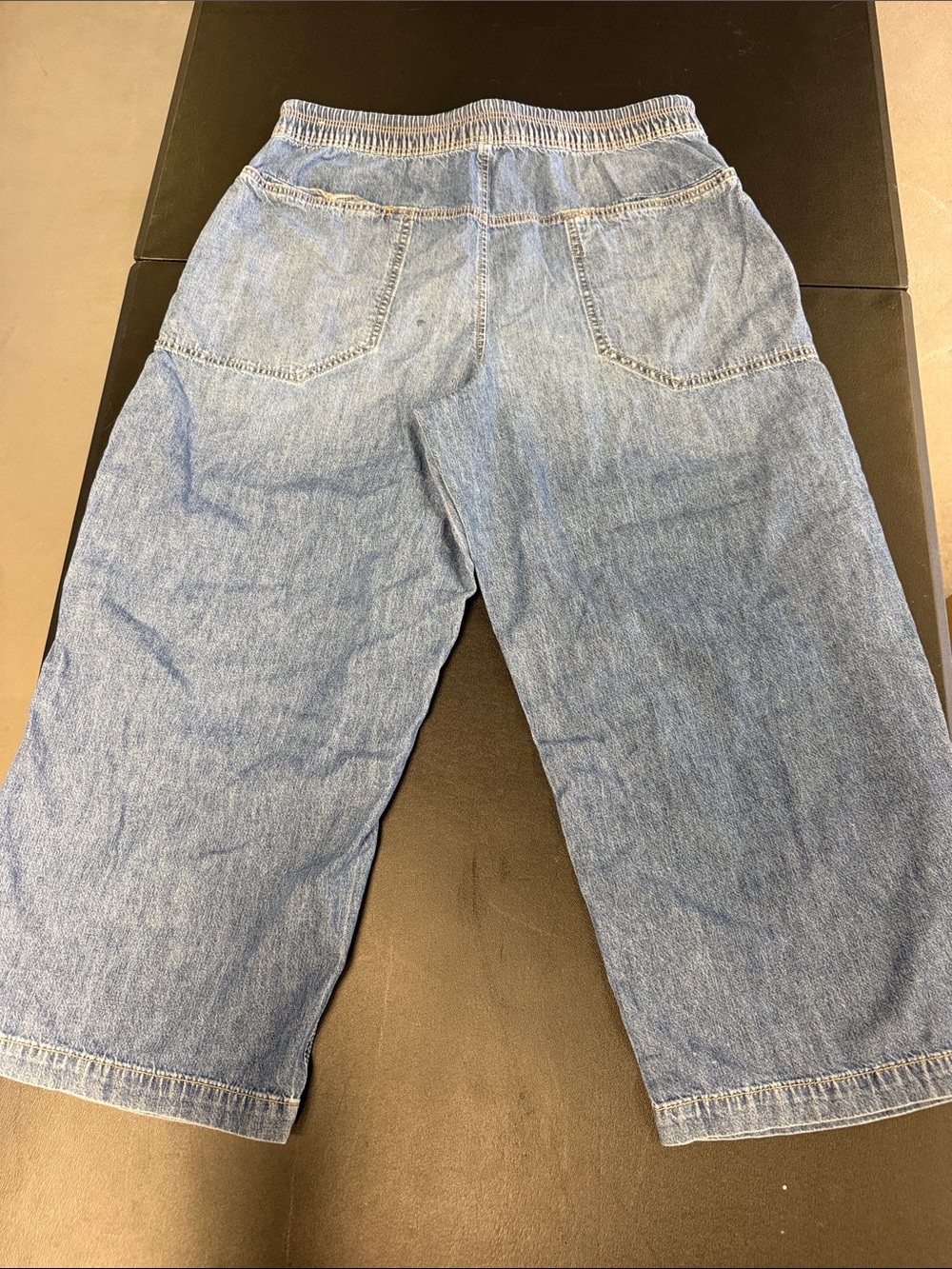 Free People - We The Free Easy Pull on Blue Wide Leg Denim Jeans Large - Picture 6 of 8